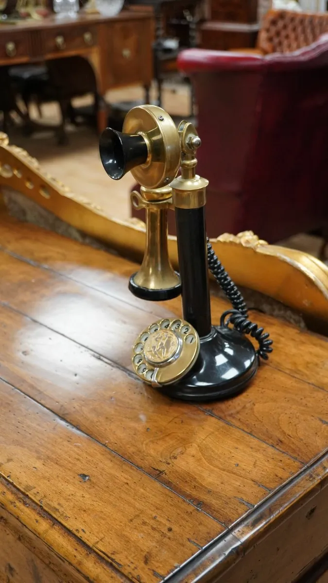 Retro Brass & Black Candlestick Telephone - Image 2