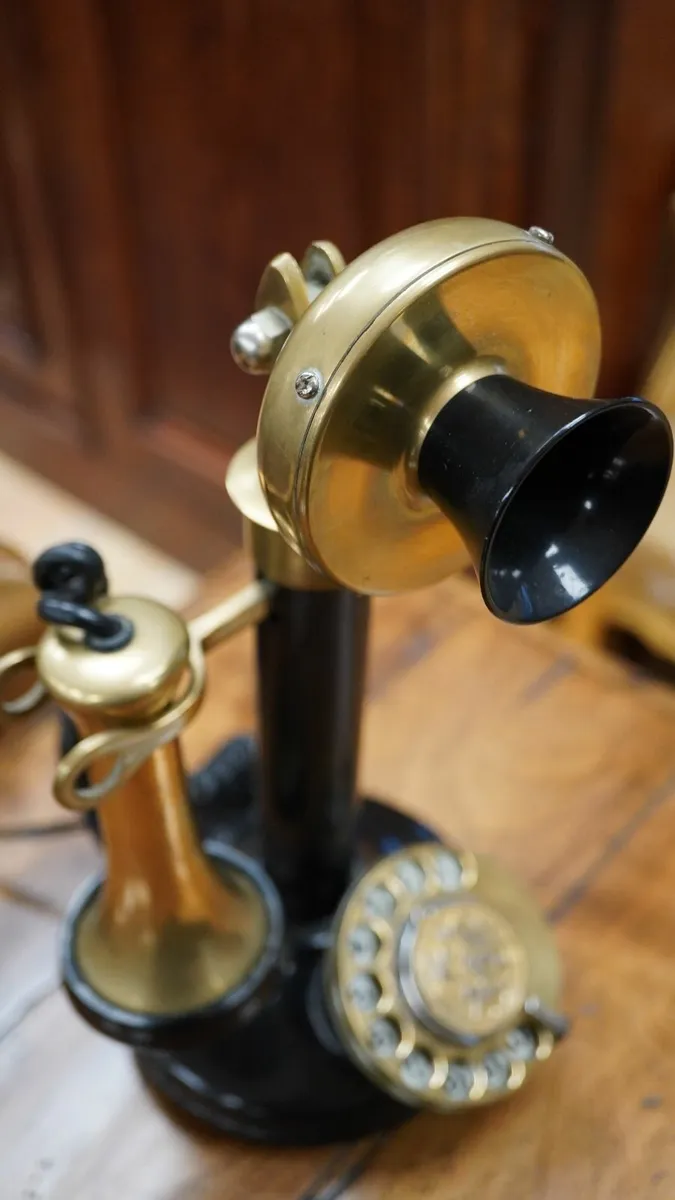 Retro Brass & Black Candlestick Telephone - Image 3