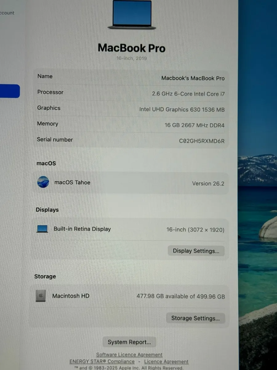 MacBook Pro 16" 2019 i7-9750H | 16GB | 512GB | 4GB - Image 2