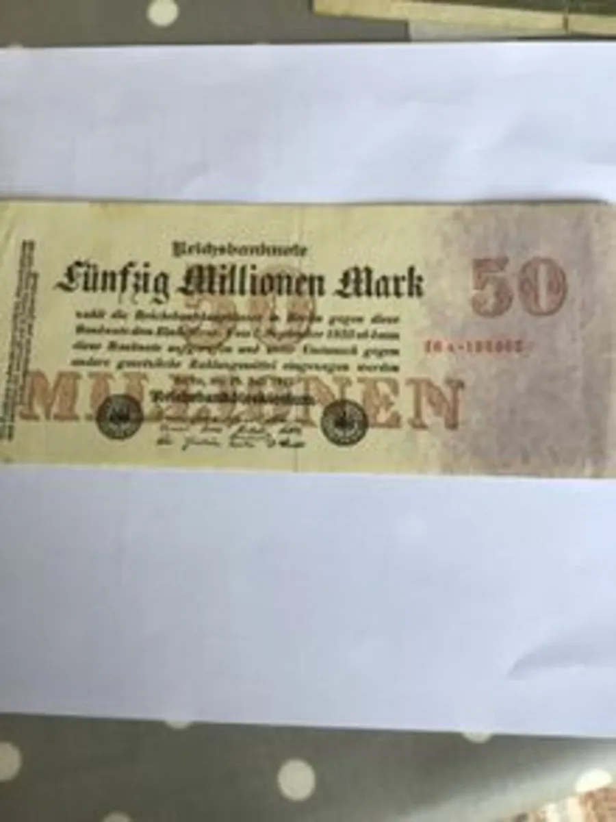Rare 1923 German Banknote - Funzig Million Mark