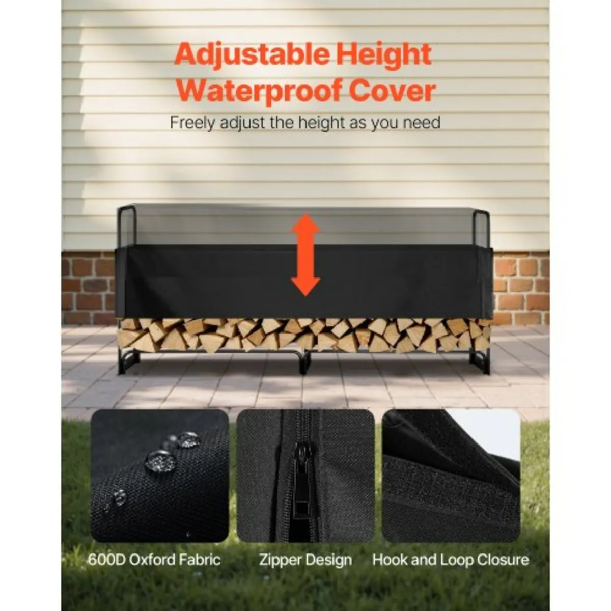 2.4m Outdoor Firewood Rack with Cover, 244 cm x 36 - Image 4