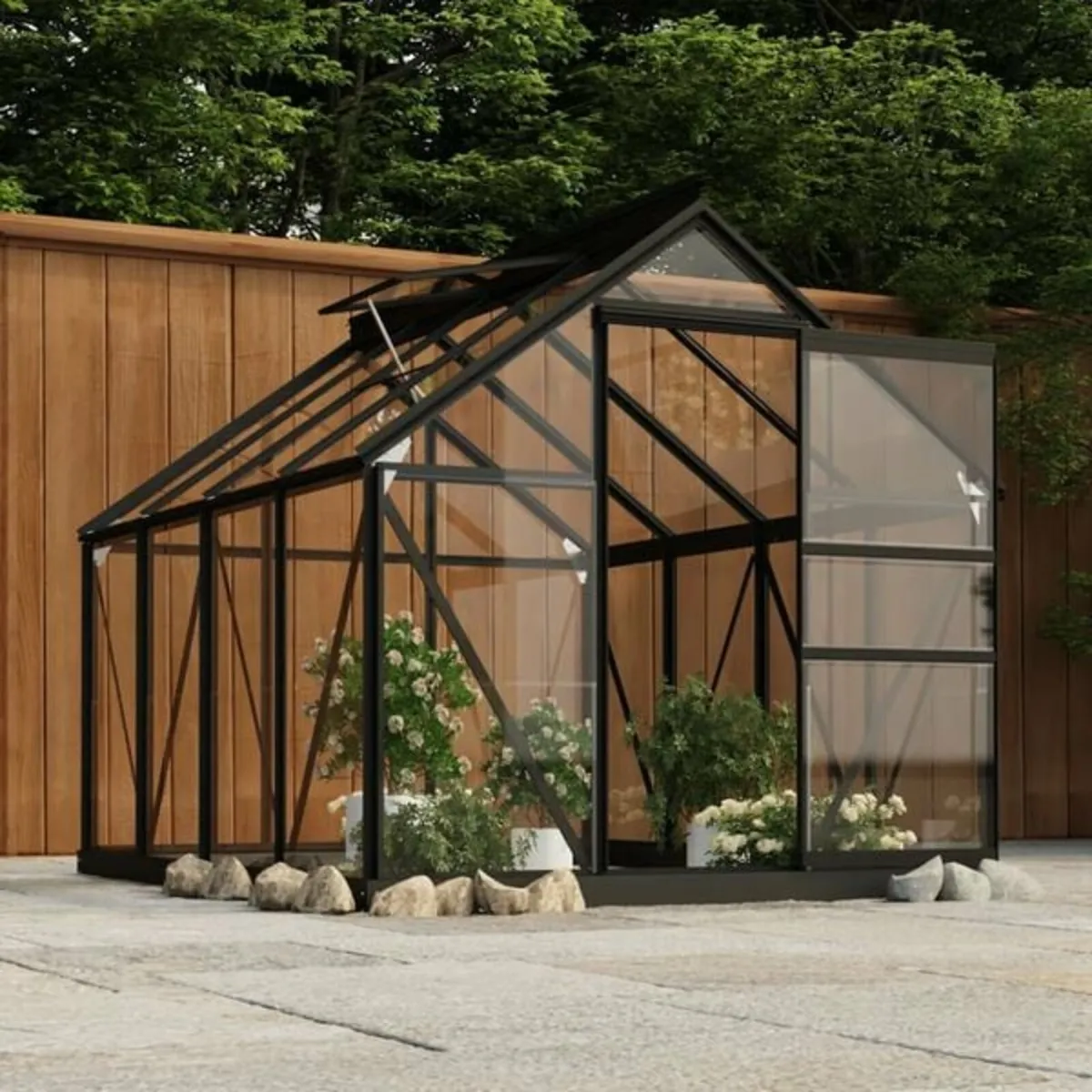 Glass Greenhouse Anthracite 155x200.5x191 cm Alumi - Image 1