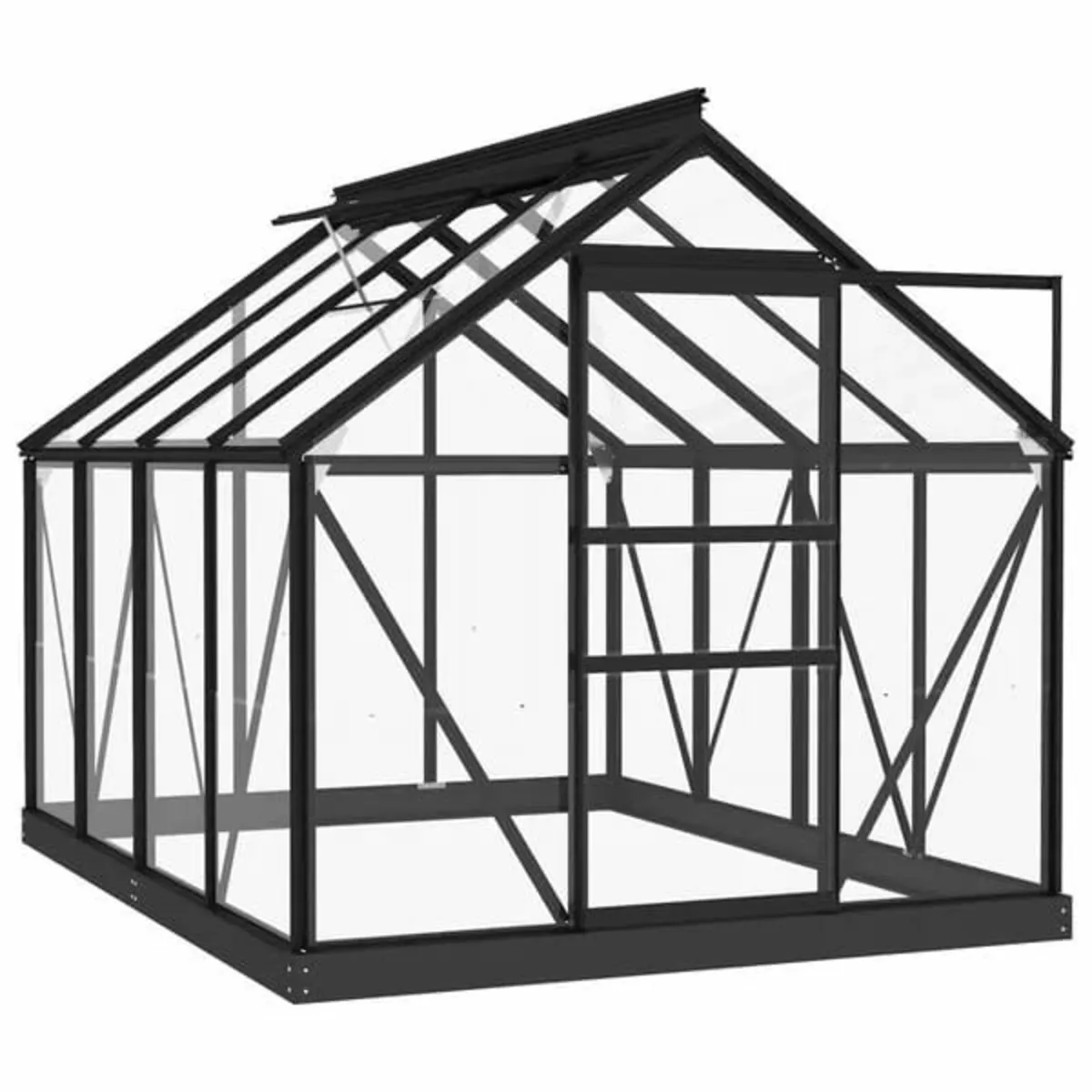 Glass Greenhouse Anthracite 155x200.5x191 cm Alumi - Image 2