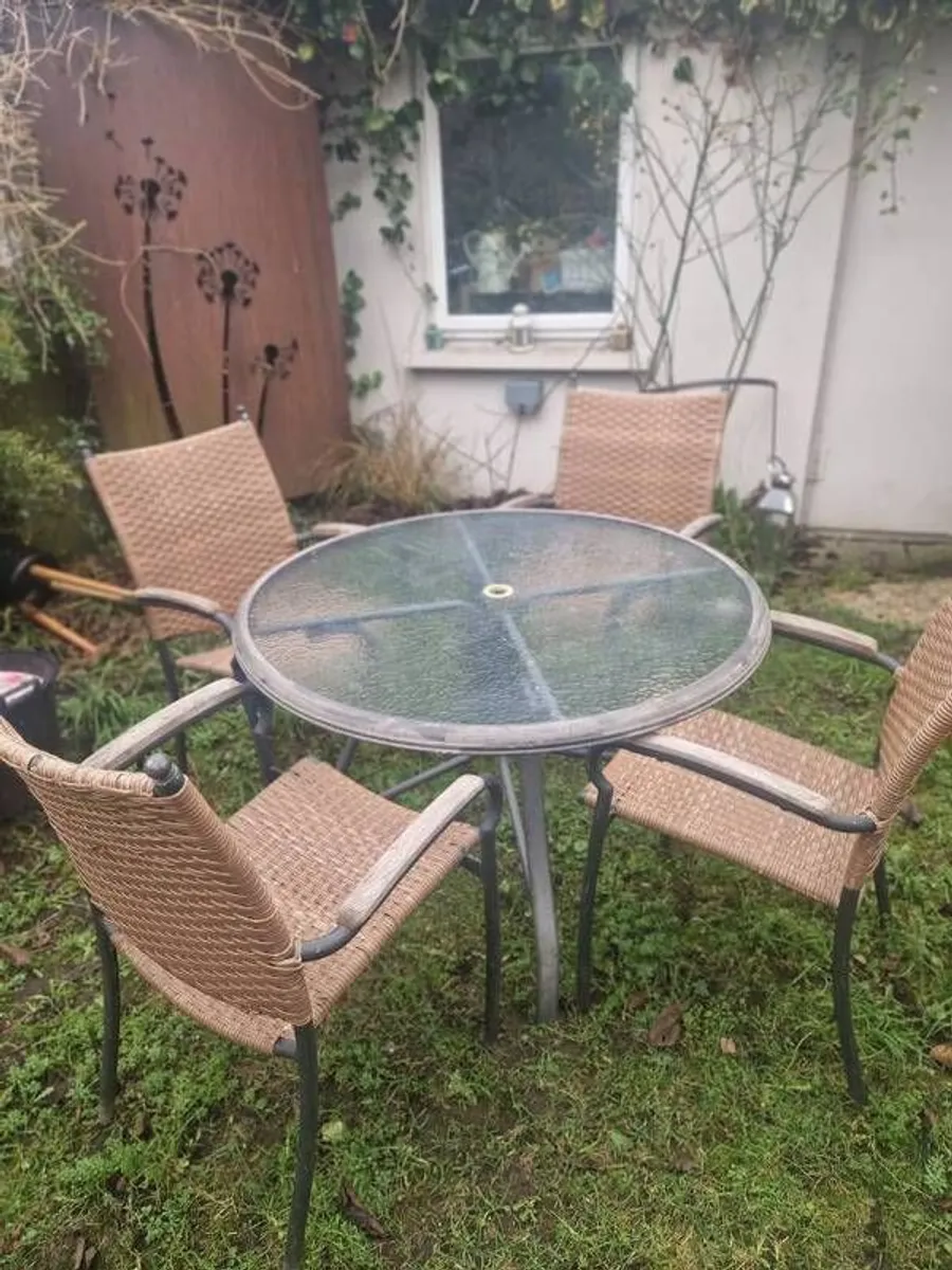 Garden Glass Table and Chairs. - Image 1