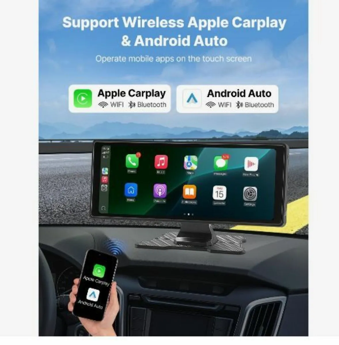 Wireless Car Stereo, 254 mm HD Portable Radio Touc - Image 2