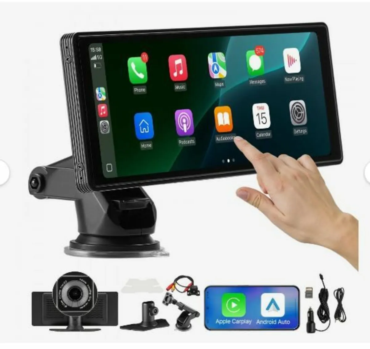 Wireless Car Stereo, 254 mm HD Portable Radio Touc - Image 4