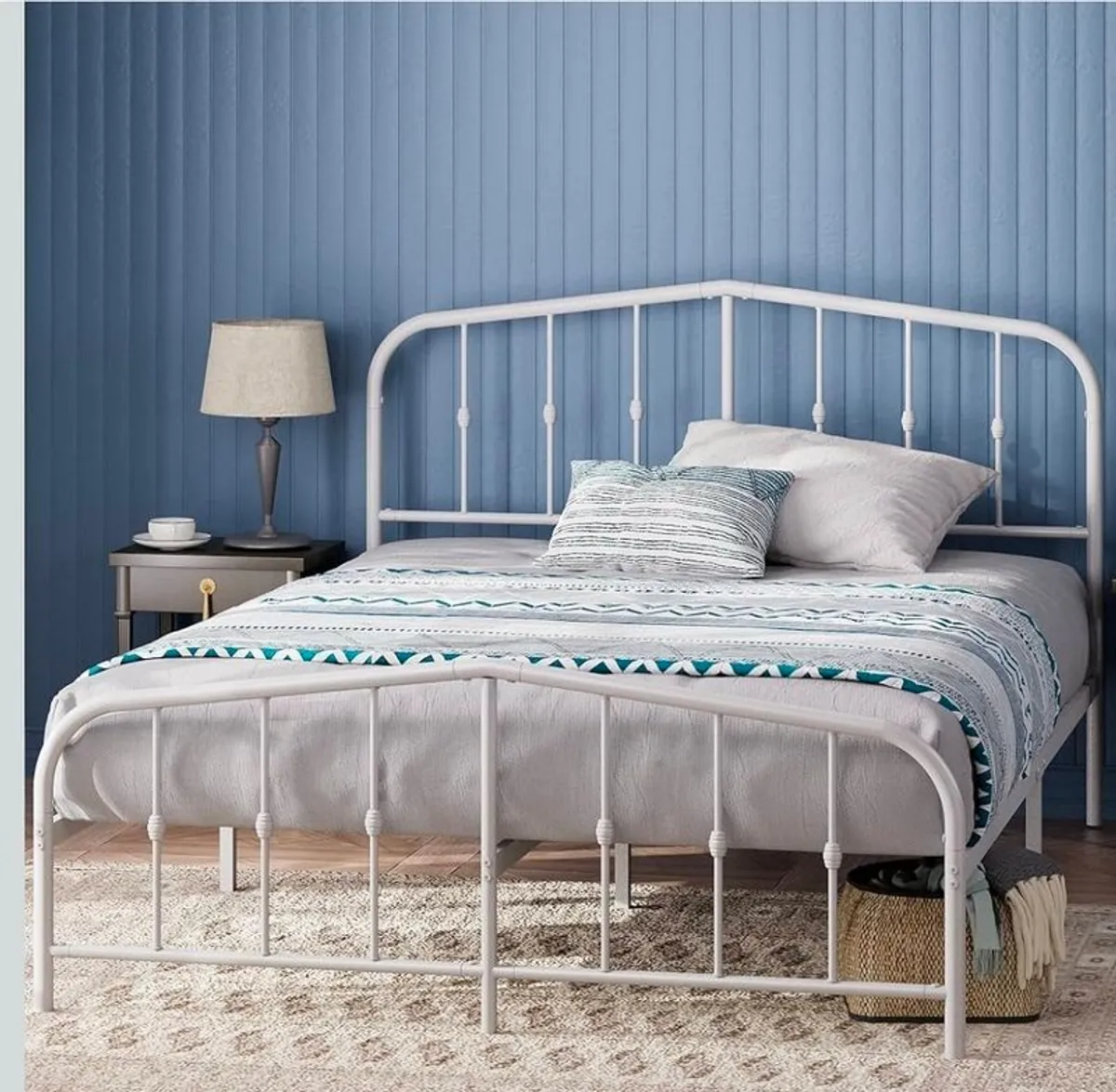 King Size Bed Frame Metal White - Image 1