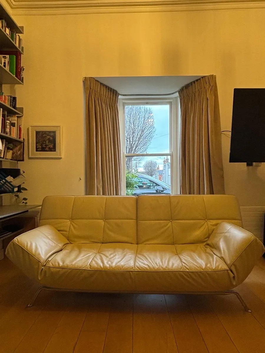 Ligne Roset Smala Cream Beige Vegan Leather Sofa - Image 1