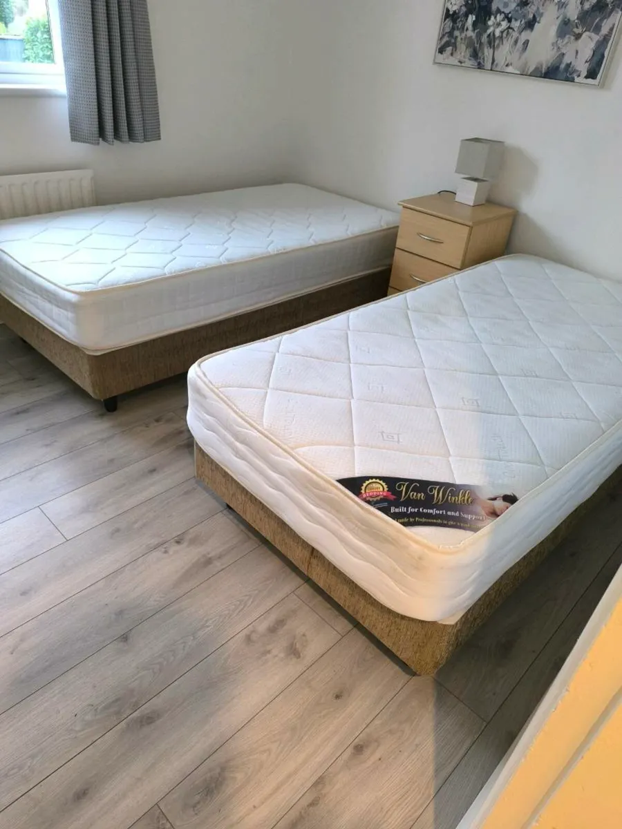 Two Single Divan Beds (3ft) + Mattresses + 3-Drawe - Image 1