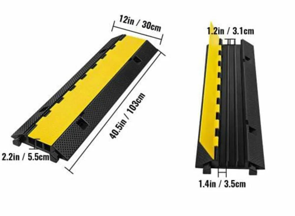 3 Channel Rubber Cable Protector Ramp 103x30x5.5 c - Image 2