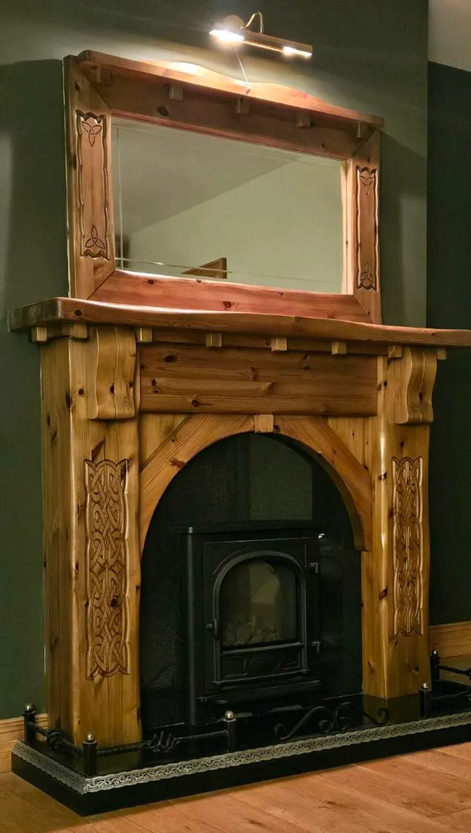 Mexican Pine Fireplace with  Stockton Gas Fire - Image 1