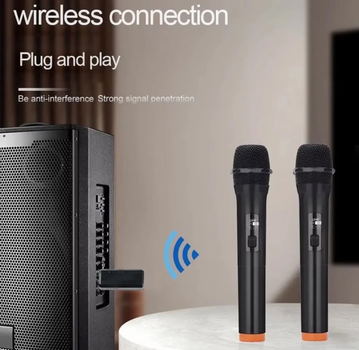 2x Wireless Microphones UHF Rechargeable NEW - Image 1