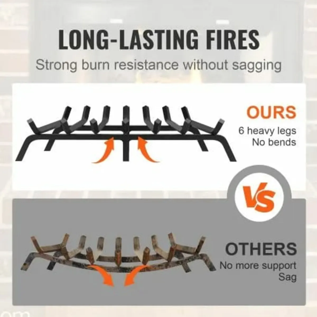 Fireplace Log Grate, 30 inch Heavy Duty Fireplace - Image 2