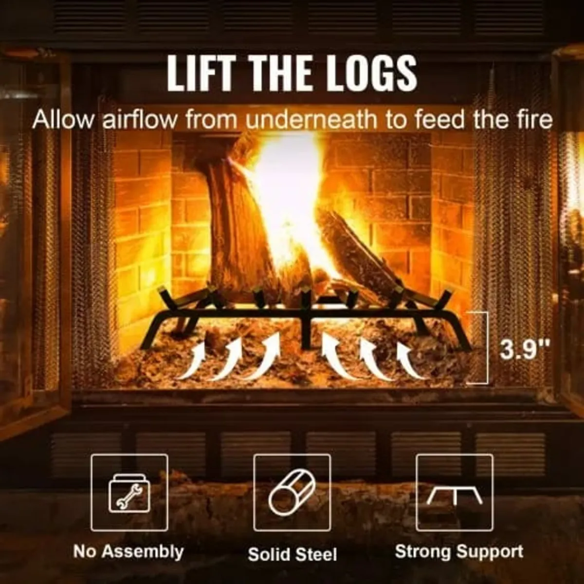 Fireplace Log Grate, 30 inch Heavy Duty Fireplace - Image 3