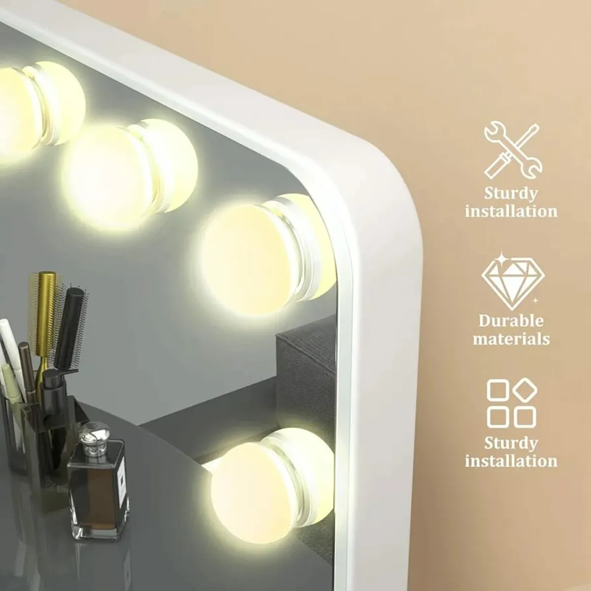 Hollywood Vanity Mirror for Makeup: 58x48 cm - 3 C - Image 2