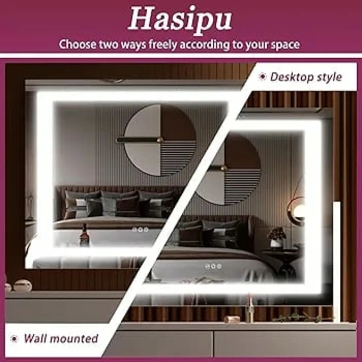 Vanity Mirror with Lights, 58 x 48cm LED Makeup Mi - Image 4