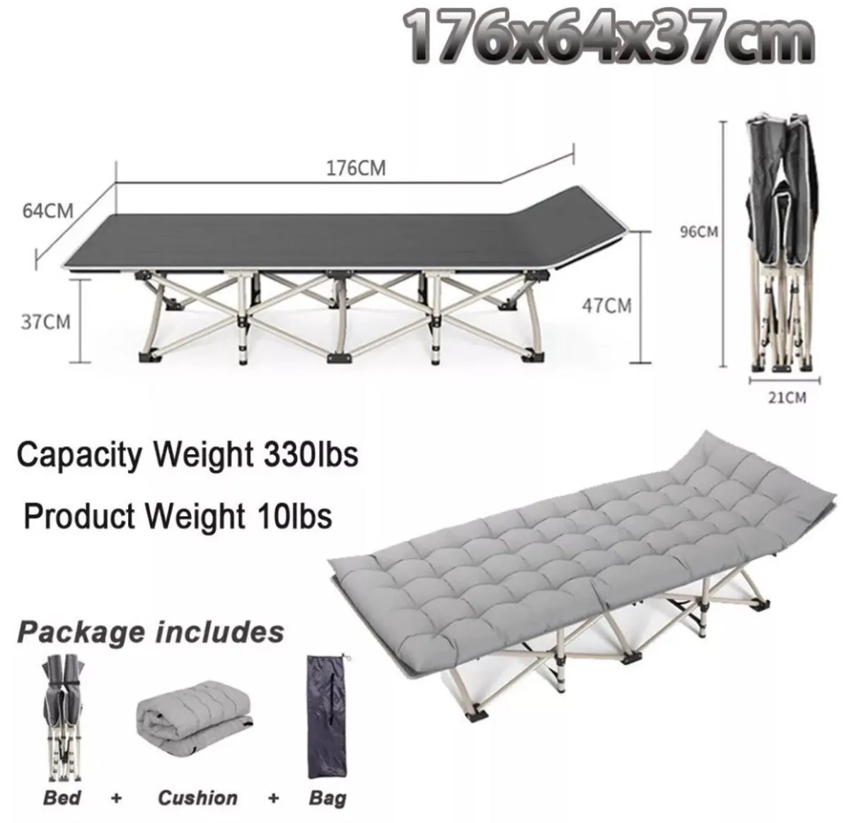 Portable Folding Bed with Mattress NEW - Image 4