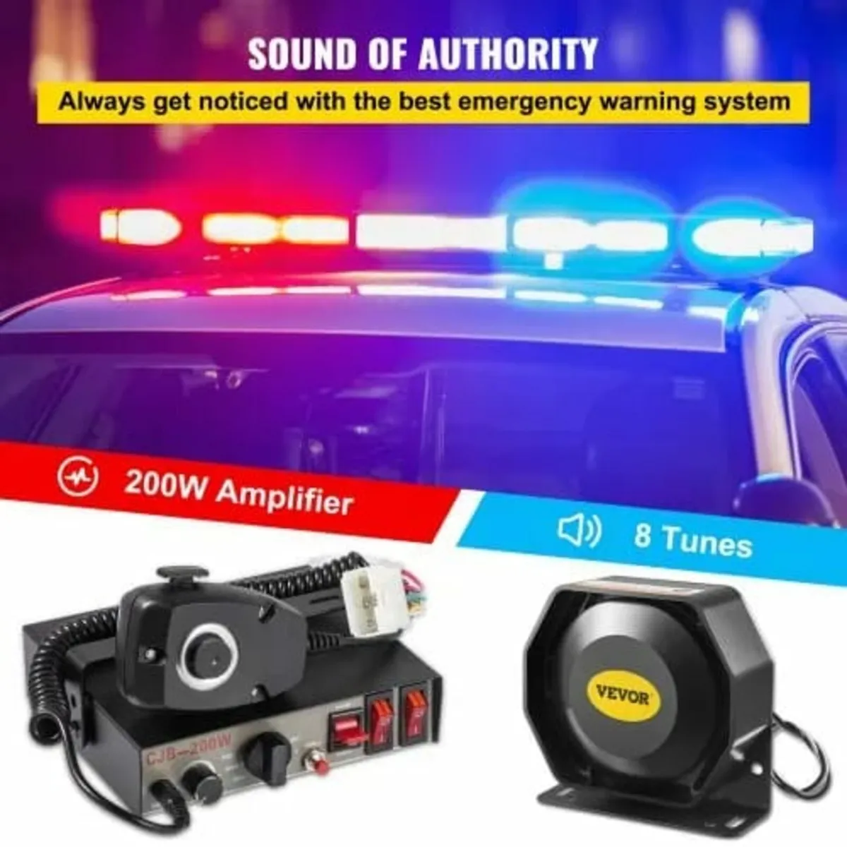 Siren Bundle 8 Tones Emergency Warning Siren, 200W - Image 2