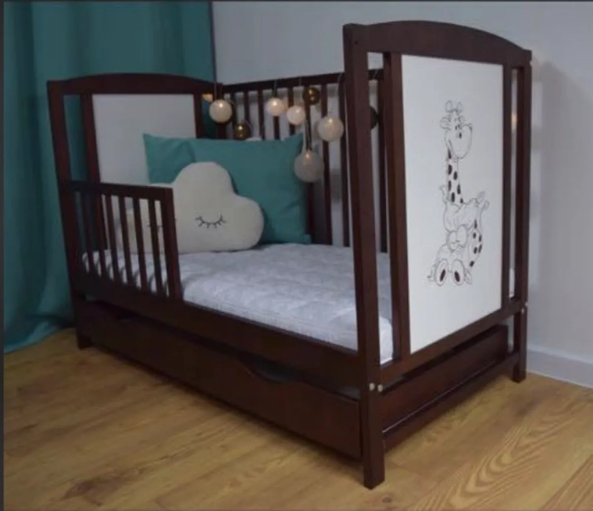 Baby Cot with Drawer + Buckwheat/Coconut Mattress - Image 3