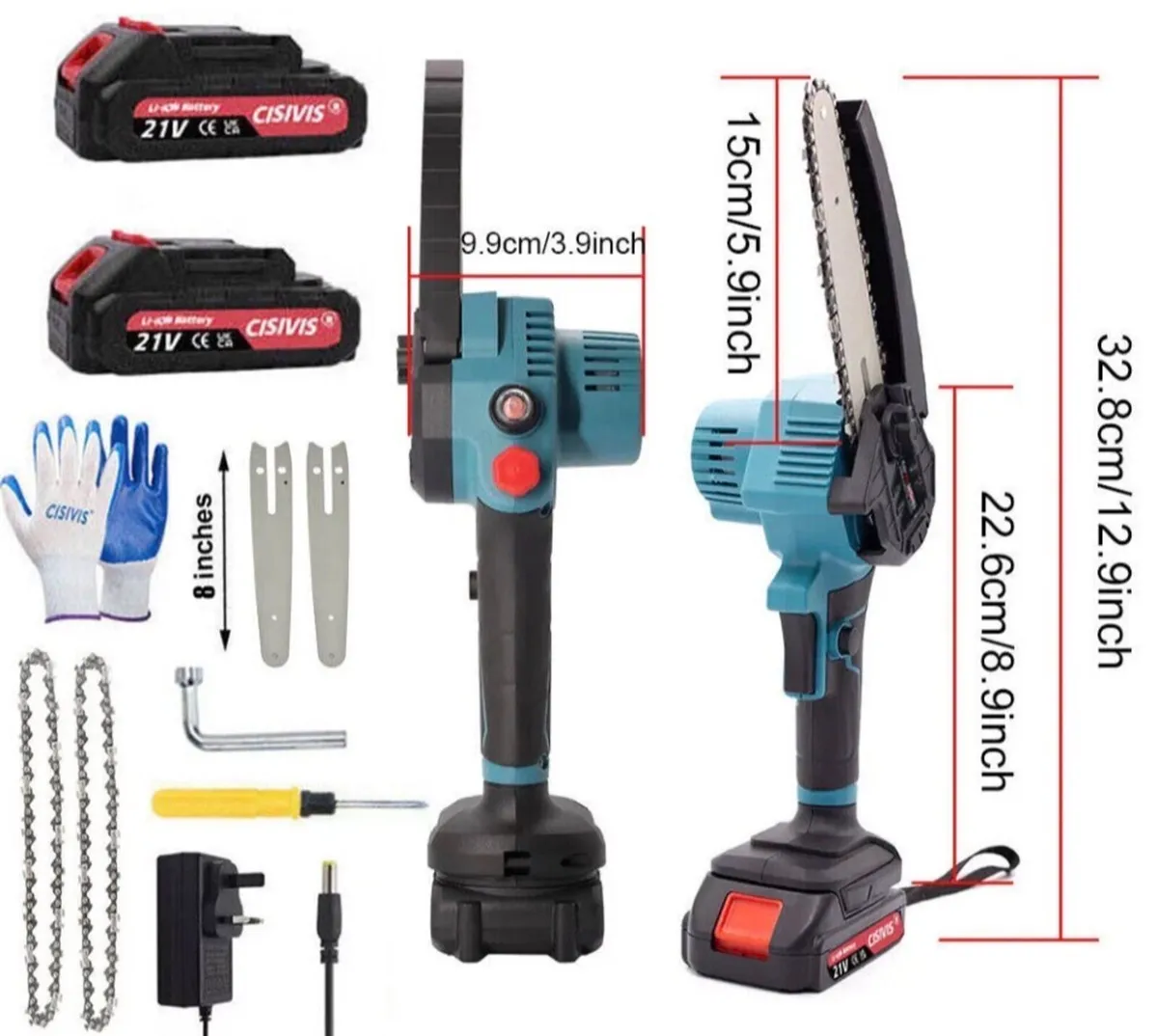 Mini Chainsaw 8” Wood Cutter & 2 Batteries NEW - Image 3