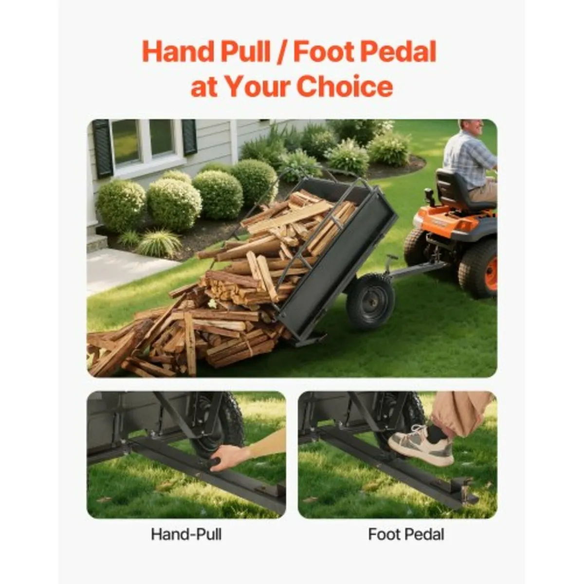 Steel Dump Cart 10 Cu. Ft 500LB for ATV/UTV Traile - Image 4