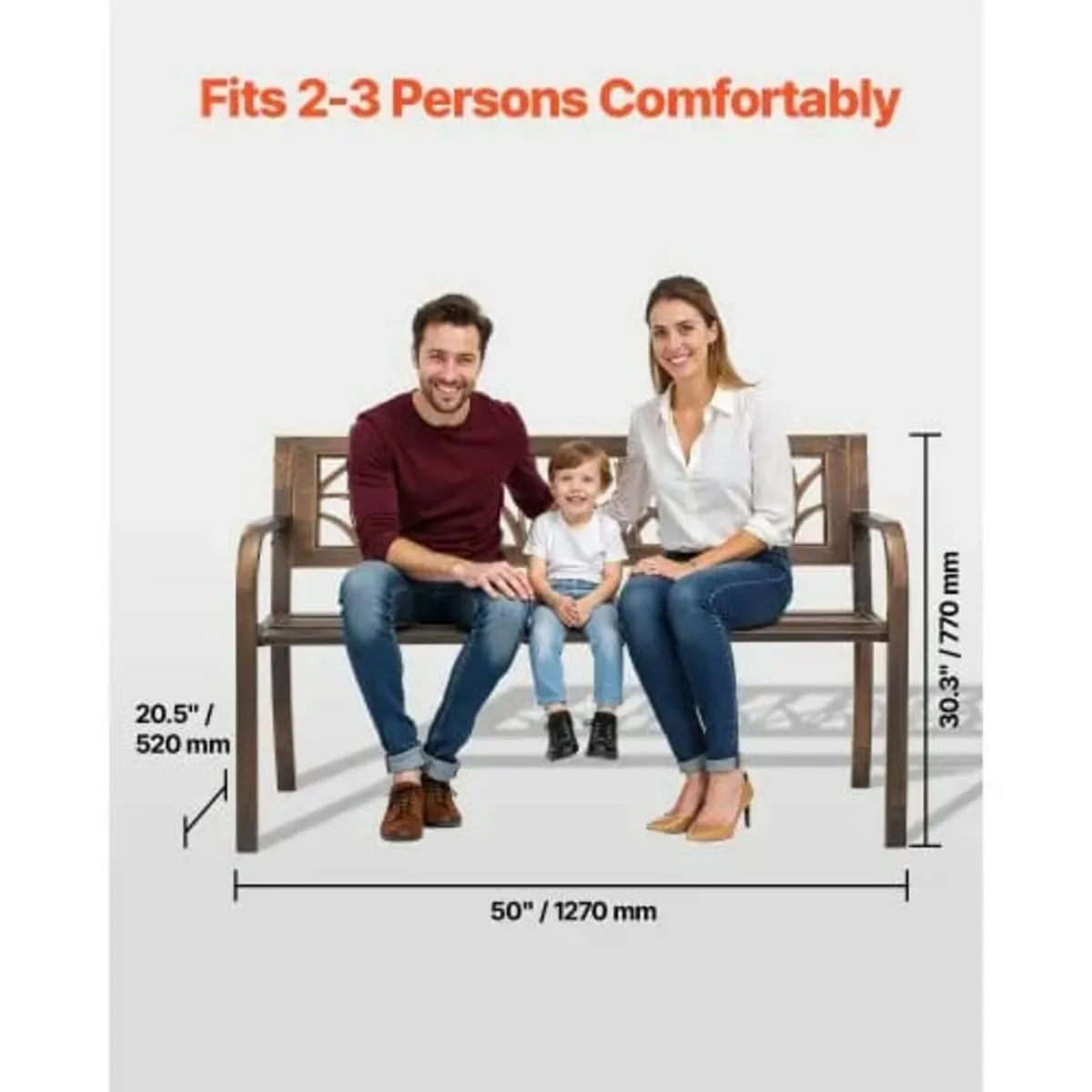 Outdoor Bench Patio Bench 127cm Metal Frame PVC Fl - Image 2