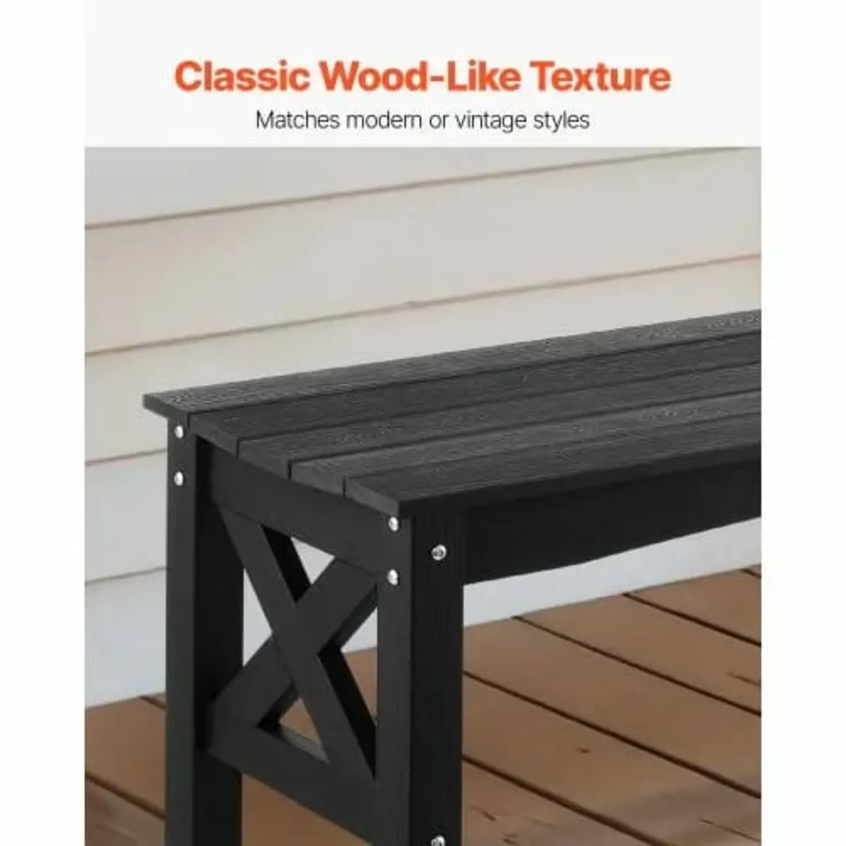 Outdoor Bench Patio Bench 113 cm Weatherproof Plas - Image 3