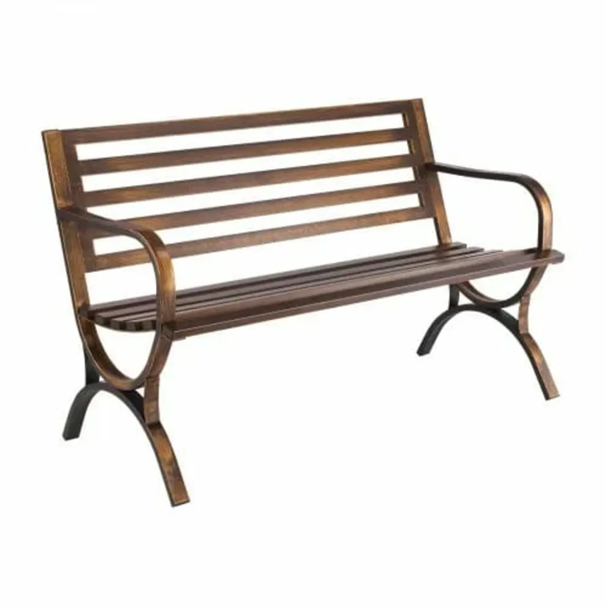 Outdoor Bench Patio Bench 127 cm Metal Frame Slatt - Image 1
