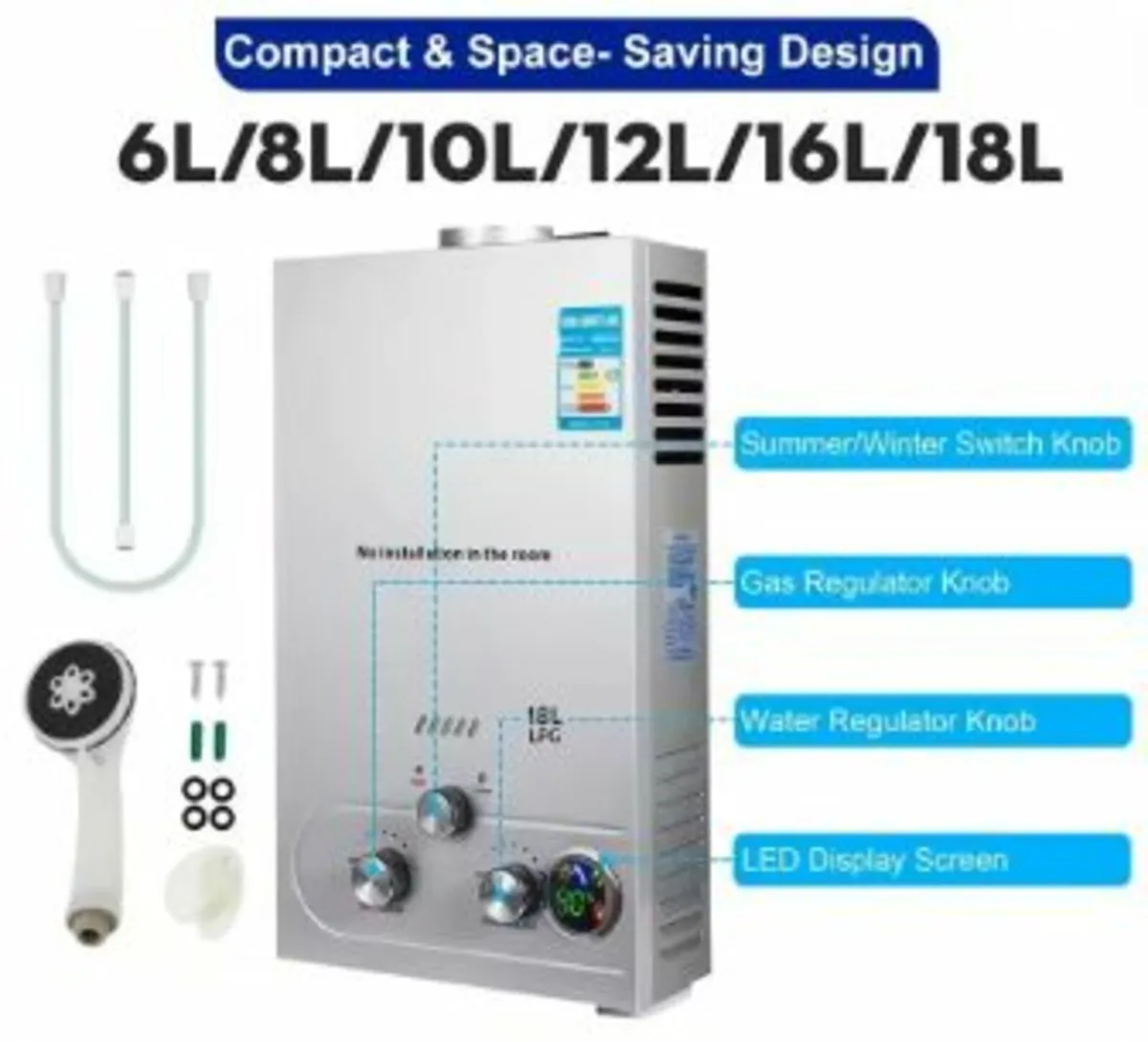 LPG Water Heater 6L 8L 10L 12L 16L 18L LPG - Image 1