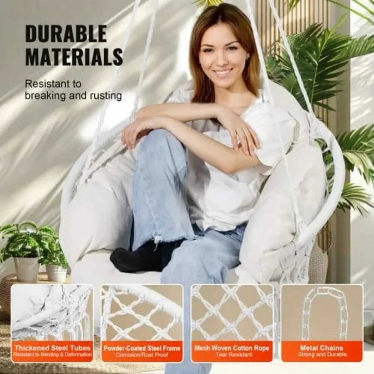 Hanging Hammock Swing Chair, Macramé Hanging Chair - Image 2