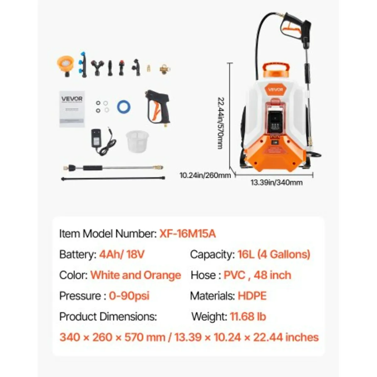 Battery Powered Backpack Sprayer, 16L Electric Bac - Image 3
