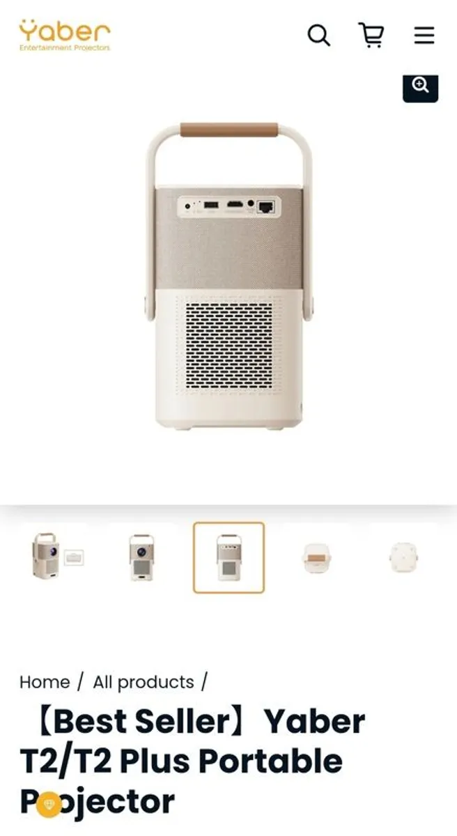 Yaber T2 Full-HD Outdoor Portable Projector with JBL Sound - Beige  1920 x 1080 resolution - Image 2