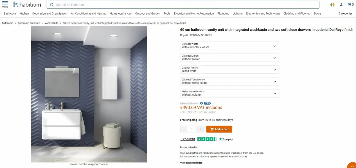 Bathroom Vanity (White, 60cm) - Image 1