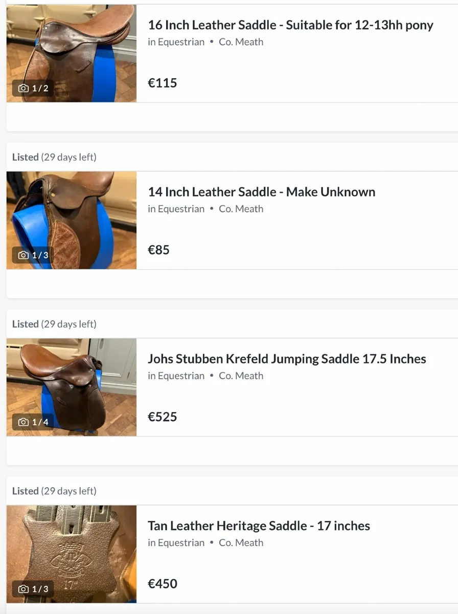 4 Saddles & Various bits - All inclusive - Image 1