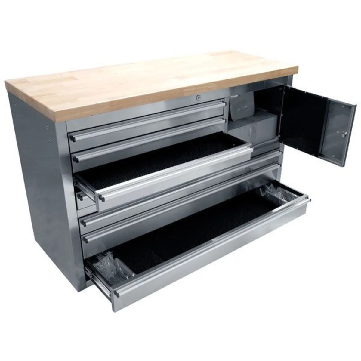 12 Drawer Mobile Workbench With Wooden Worktop - Image 4