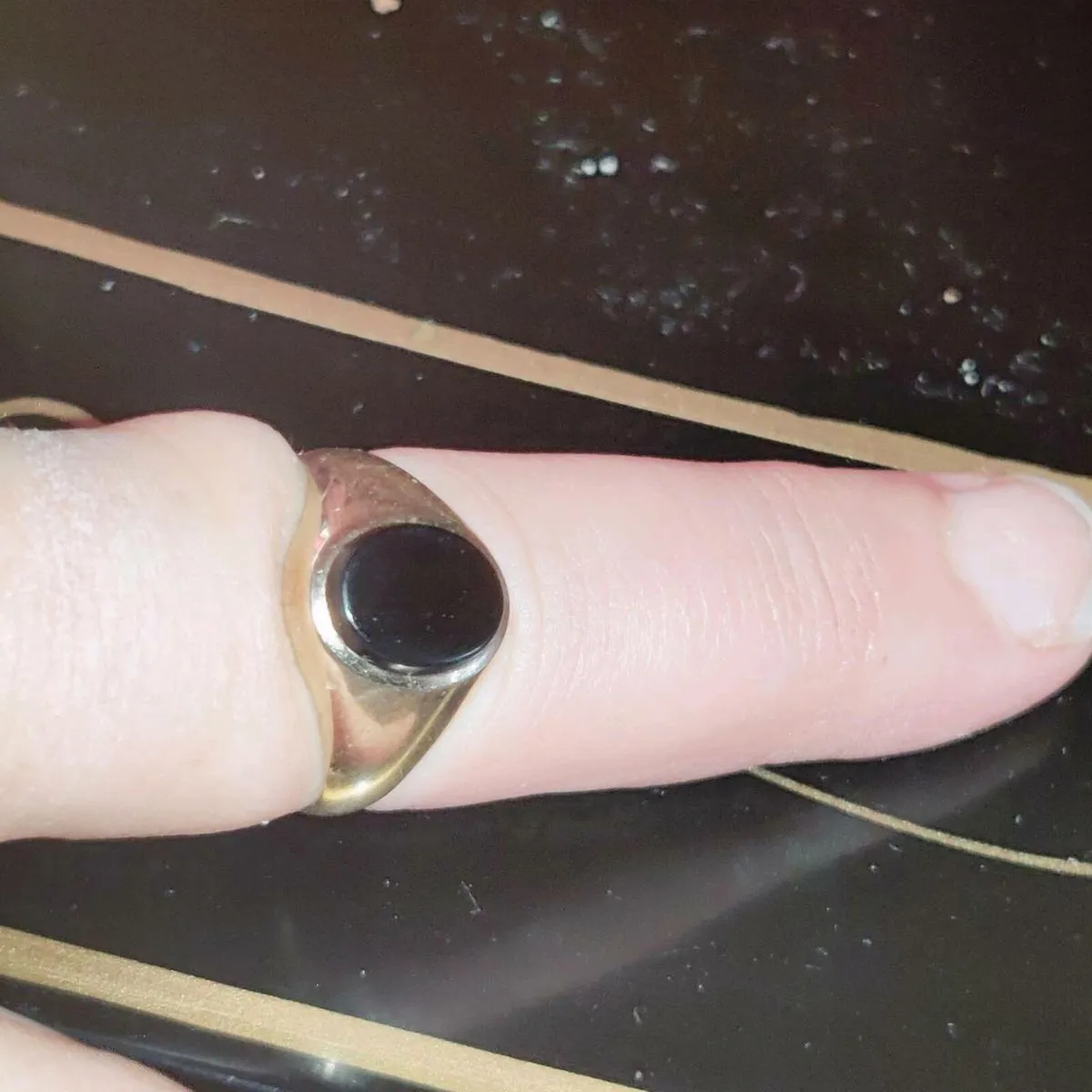 SHINY OVAL BLACK ONYX, 9CT THICK Gold New Ring ! - Image 4