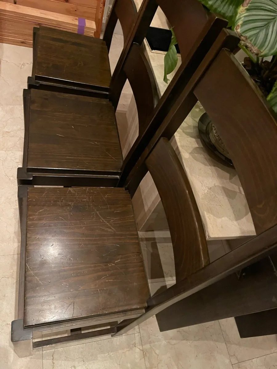 3 x Solid Wooden Kitchen Dining Chairs - Deliver - Image 2