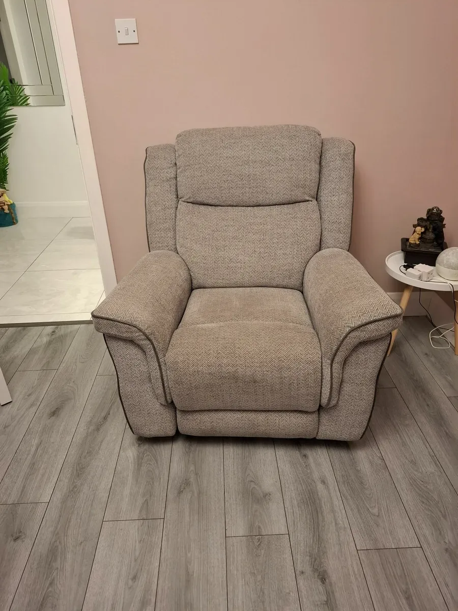 Grey 3 seater couch and recliner chair - Image 2