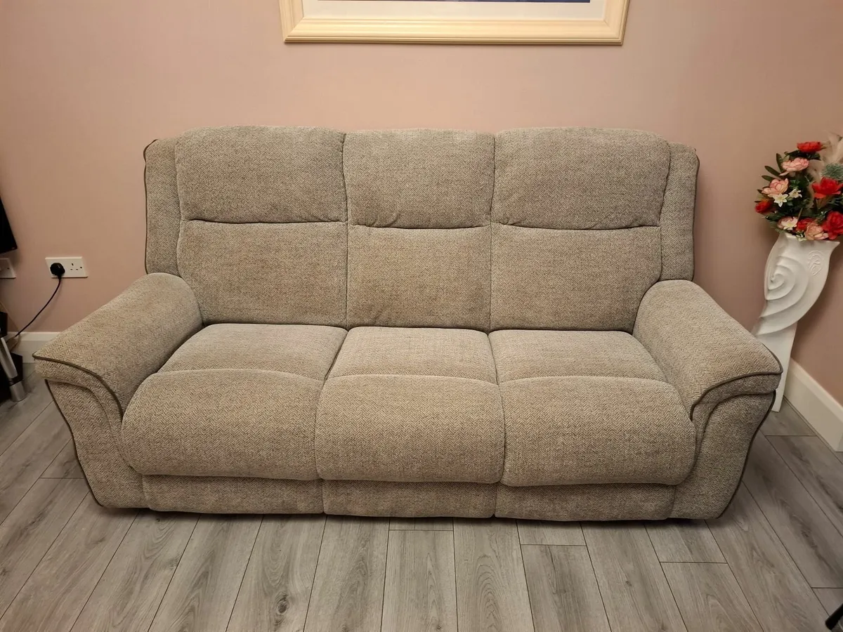Grey 3 seater couch and recliner chair - Image 1