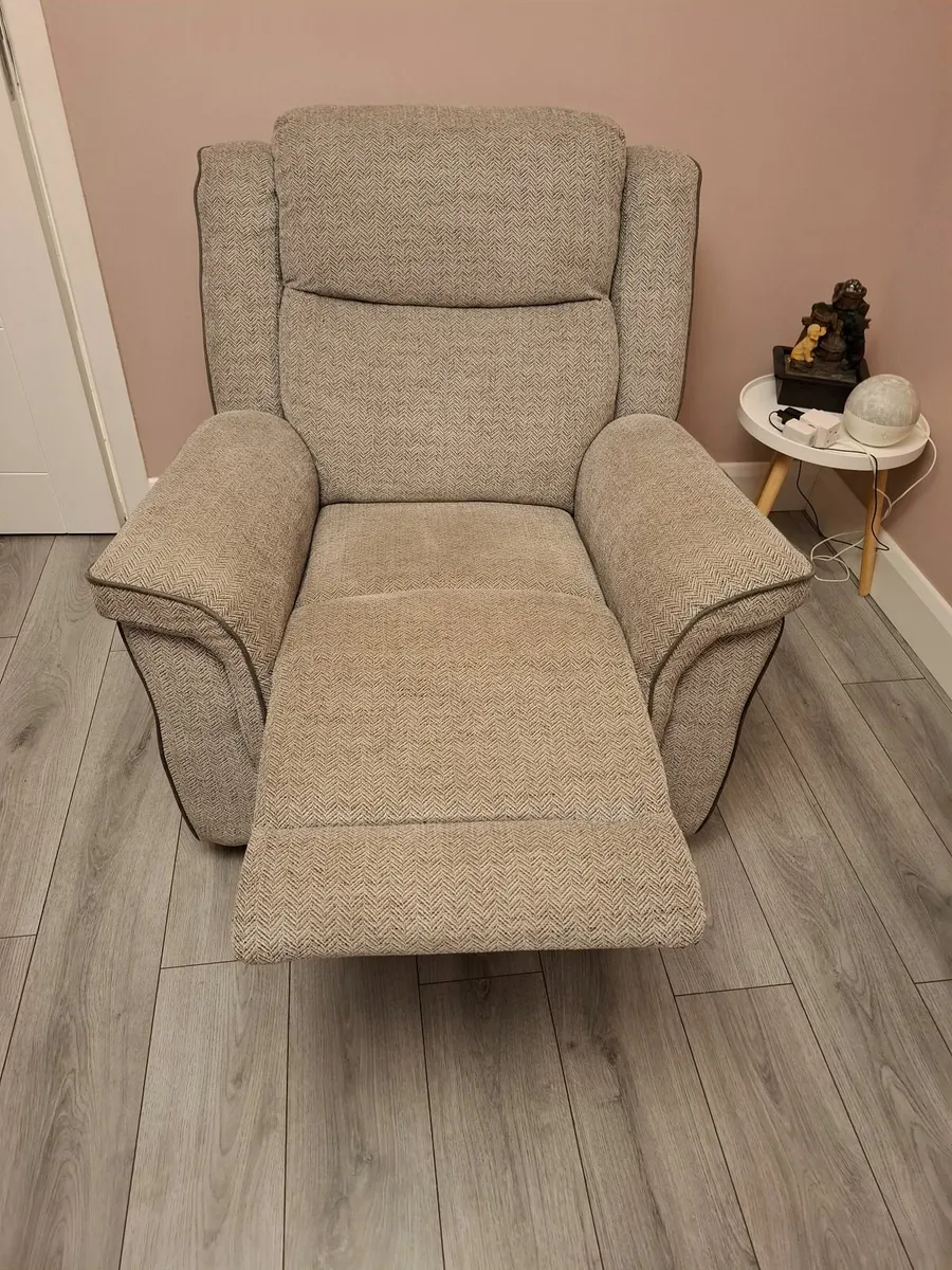 Grey 3 seater couch and recliner chair - Image 3