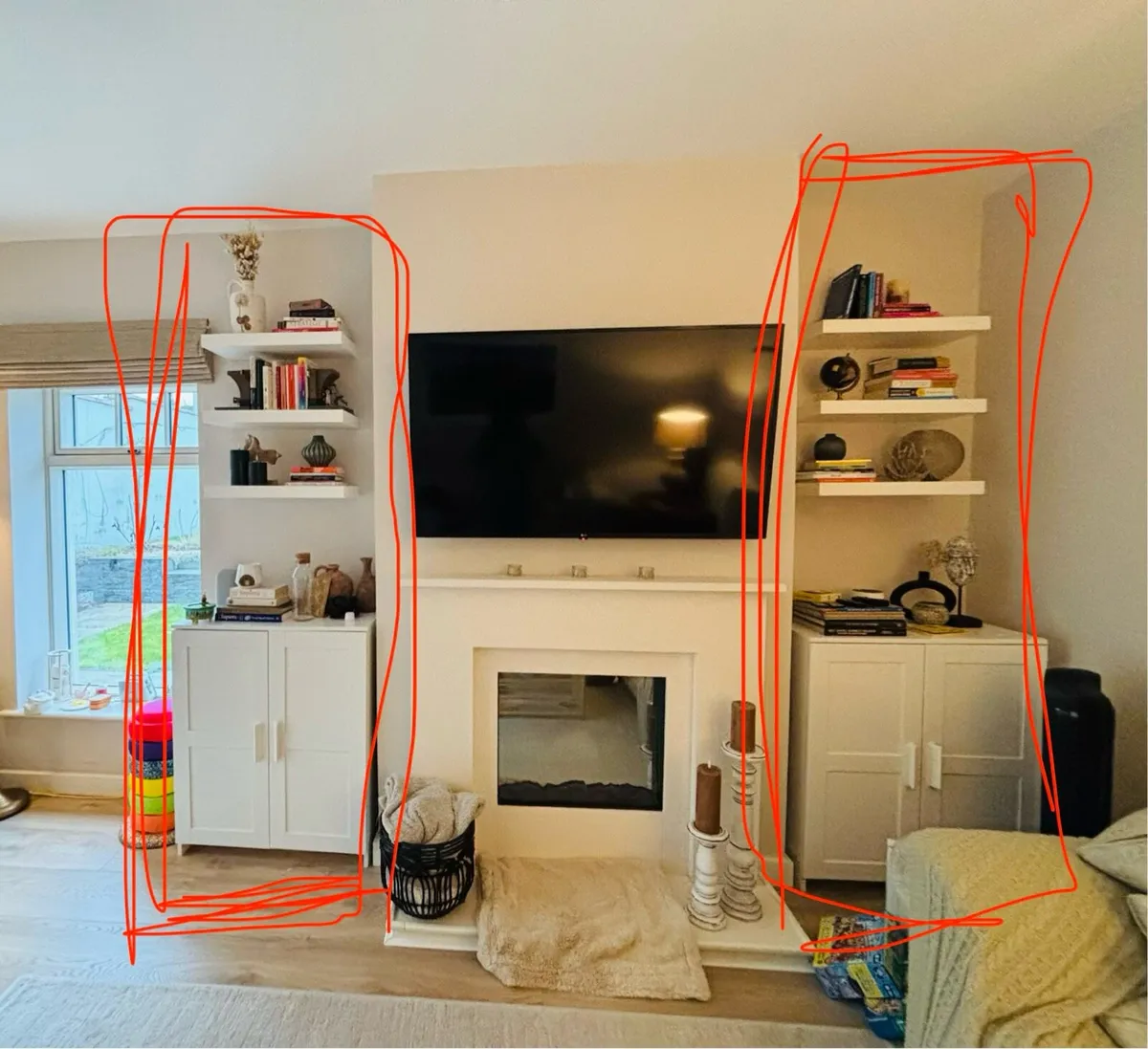 IKEA cabinets and shelf