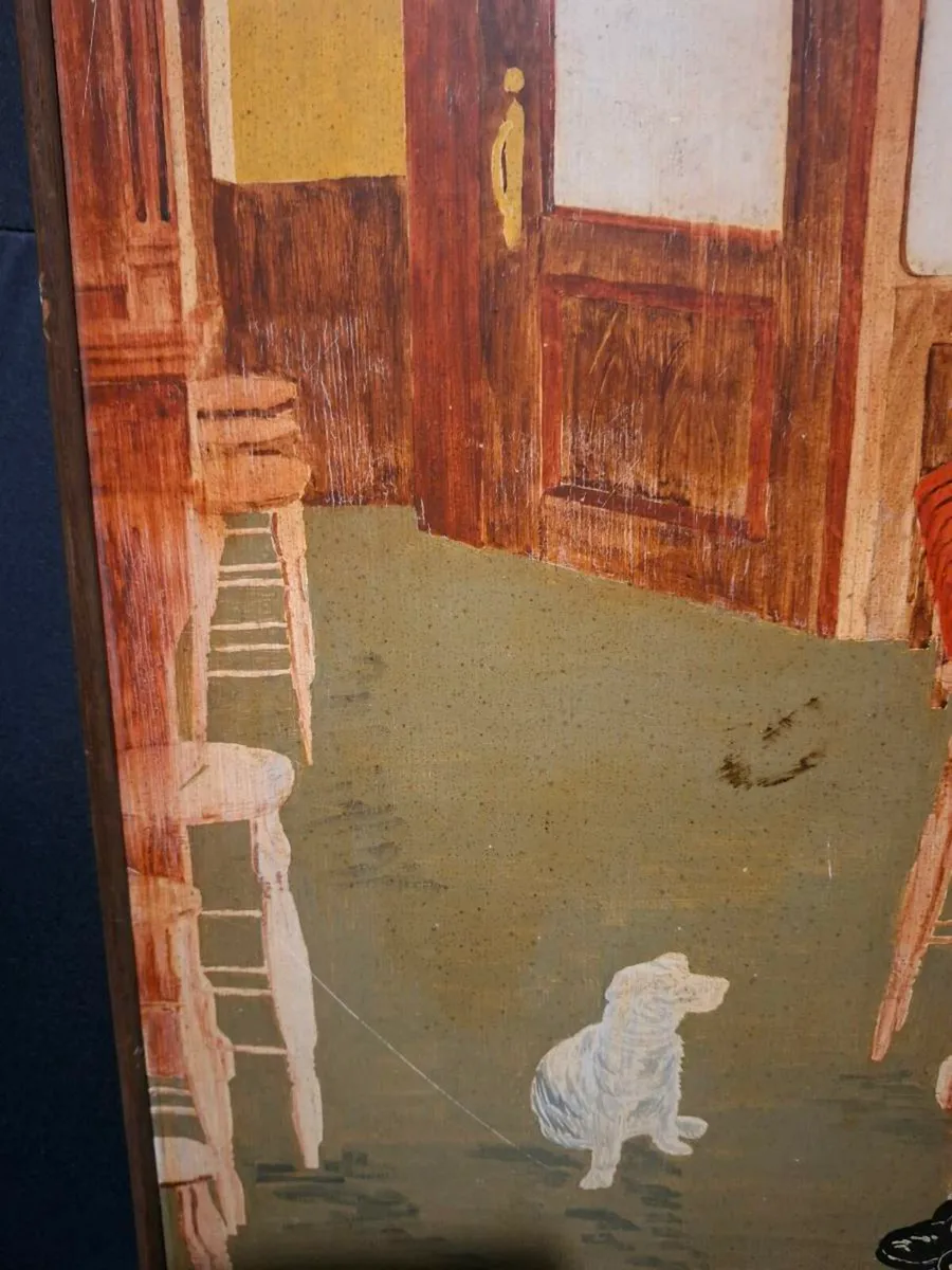 Charming Vintage signed Painting of Pub scene - Image 4