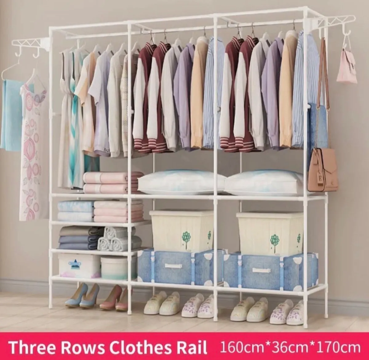 Metal Clothes Rail Rack With Shelves NEW - Image 1