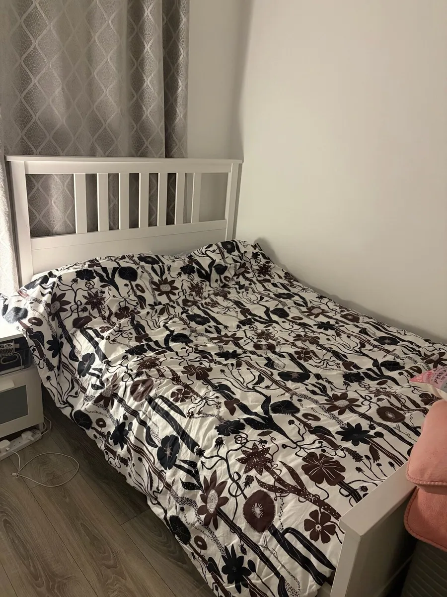 IKEA HEMNES BED FRAME WITH MATTRESS WHITE - Image 1