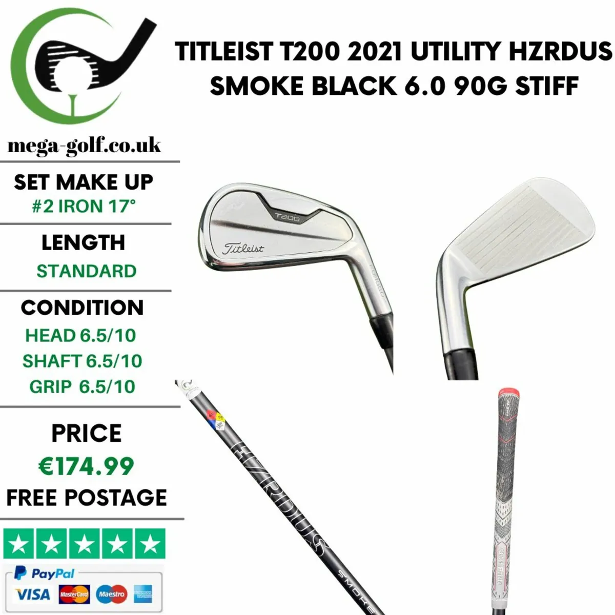 Titleist T200 2021 Utility #2 Iron 17° / Stiff - Image 1