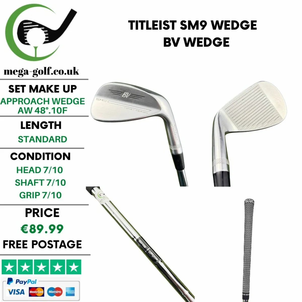 Titleist SM9 Wedge Aw 48°.10F / Bv Wedge - Image 1