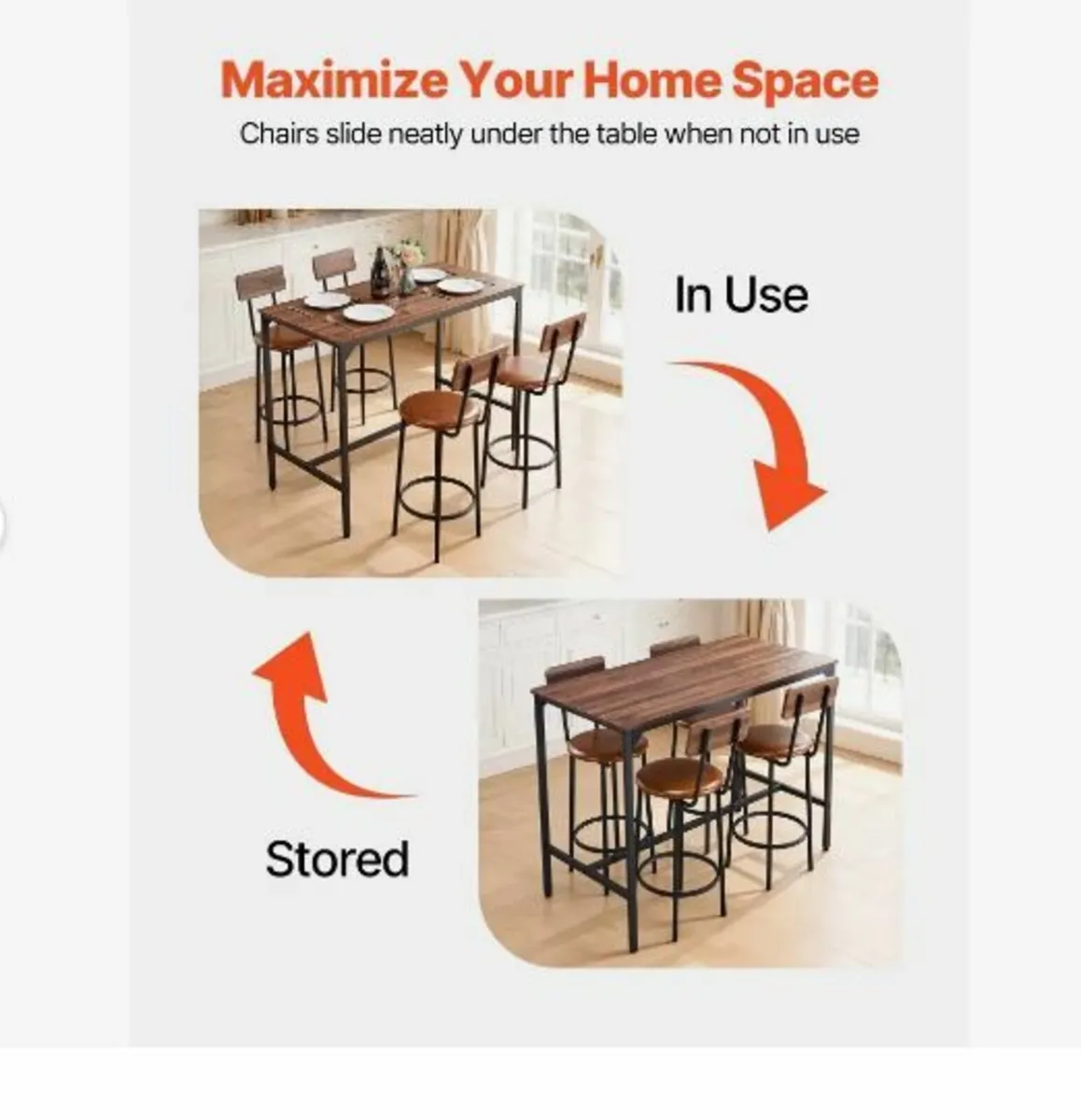 Bar Table, 5PCS 1193.8mm Bars Tables Set - Image 3