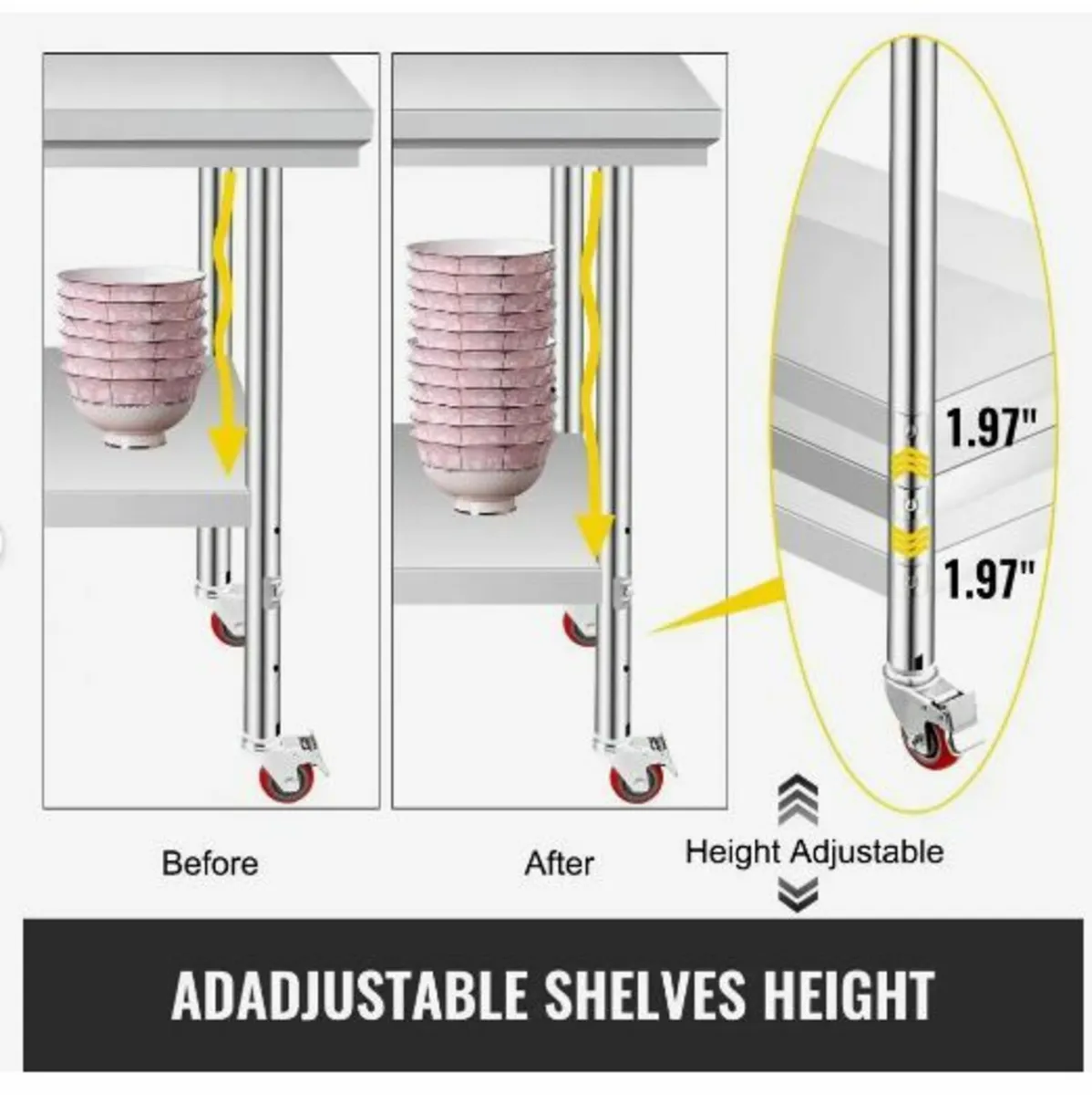 Stainless Steel Work Table 35 x 24 x 33 Inch - Image 2
