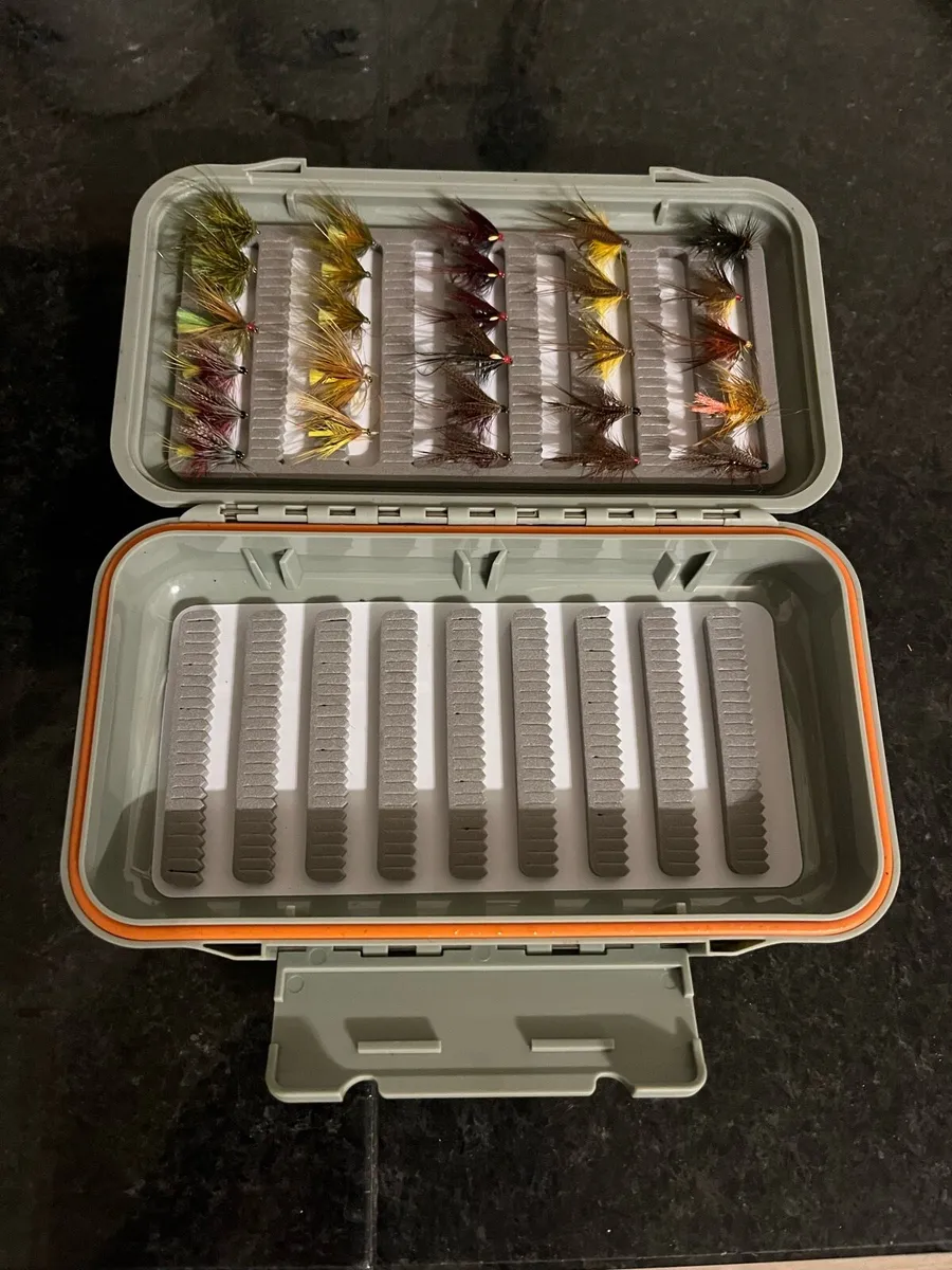 Irish trout flies and box - Image 1