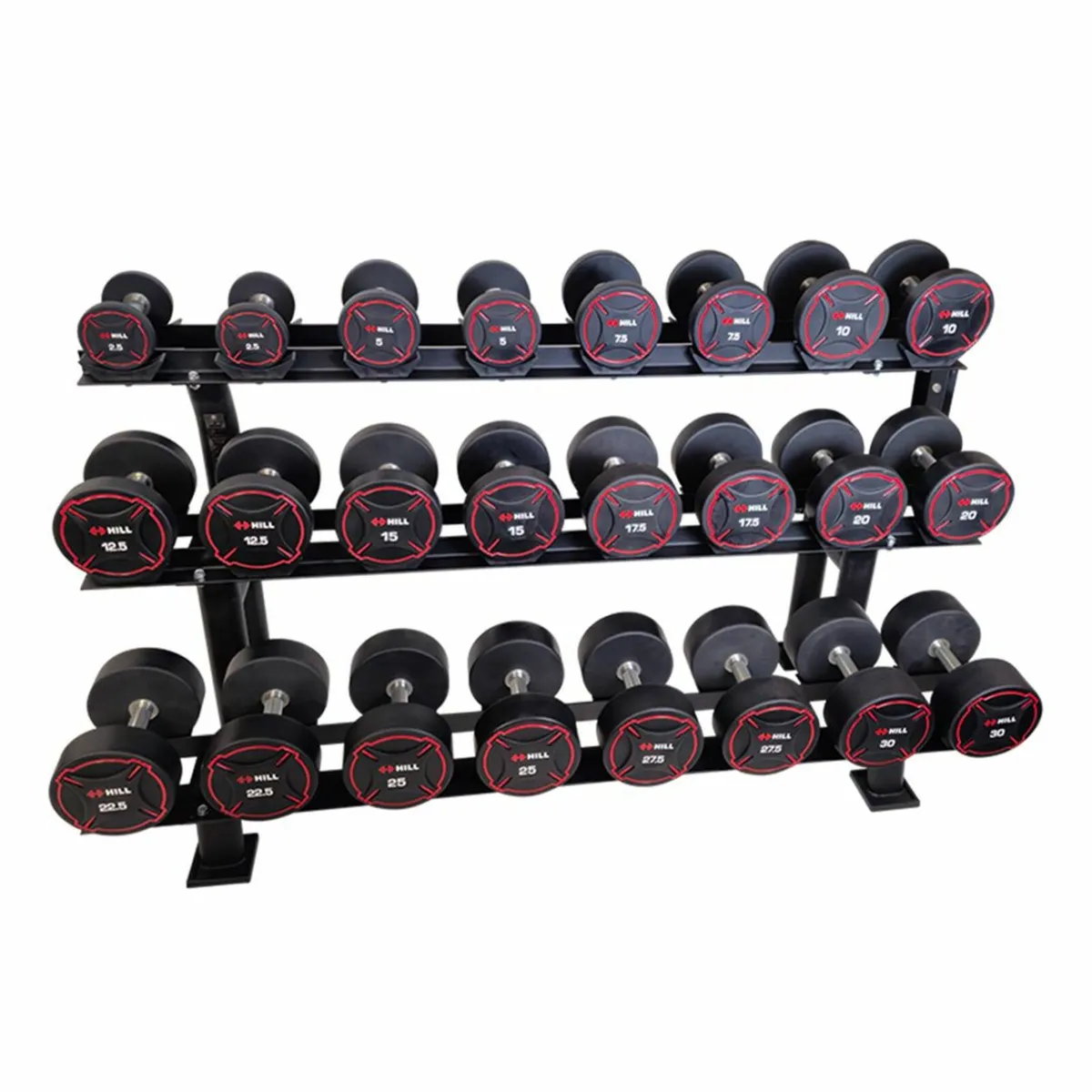 *SALE* Hill Pro Round PU Dumbbell Set 2.5kg - 30kg - Image 3